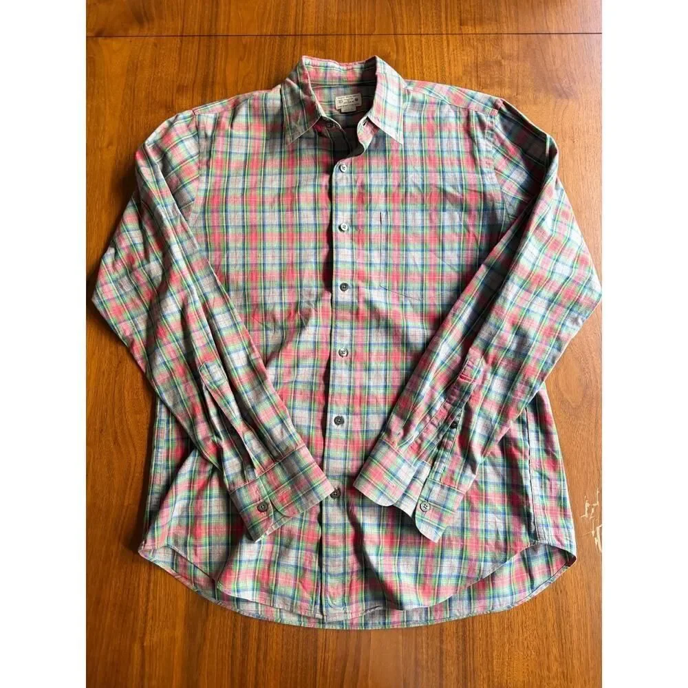 J.Crew Men's Medium Tailored Plaid Button Down Shirt Red Green Blue Cotton M